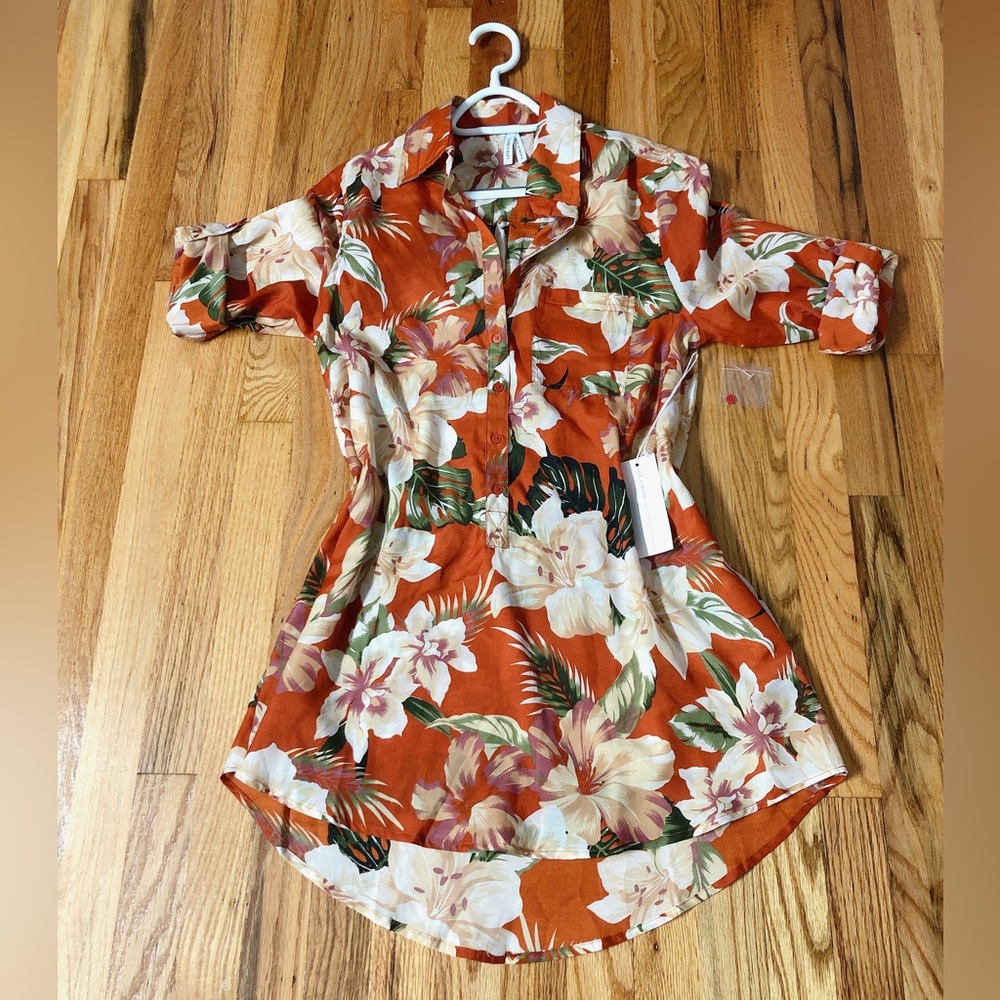 Size S, Floral High Low Shirt dress